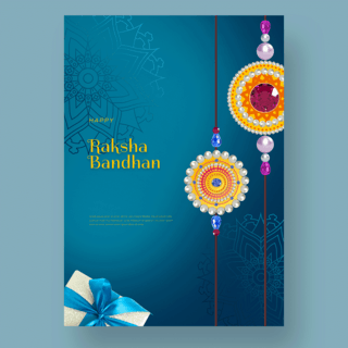 蓝色首饰钻石节日happy raksha bandhan模版