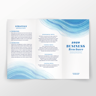宣传三折页海报模板_蓝色水彩三折页商务手册