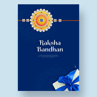 蓝色礼盒首饰钻石节日happy raksha bandhan模版