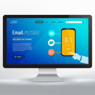 app网站设计海报模板_现代蓝色渐变电子邮件服务网站设计