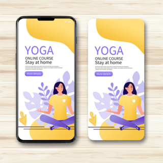 在线健身海报模板_黄色矢量在线瑜伽课程手机端模板
