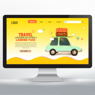旅游黄色背景海报模板_黄色背景旅游网站网页设计