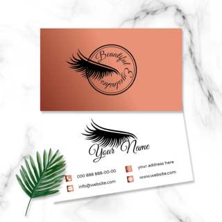 时尚精美简约现代风玫瑰金质感美睫工作室名片