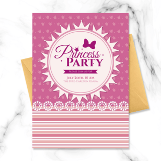 公主背景海报模板_高端精美创意几何图形粉色公主生日派对邀请函