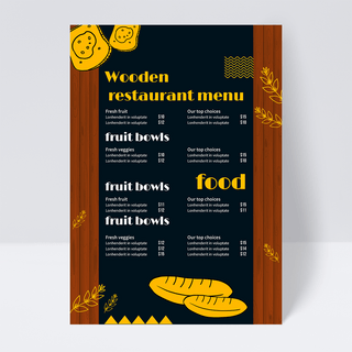 餐厅菜单设计海报模板_木质餐厅菜单设计