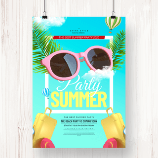 时尚太阳镜海报模板_个性时尚简约色彩渐变主题夏日聚会宣传海报