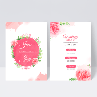 粉色玫瑰边框婚礼菜单设计