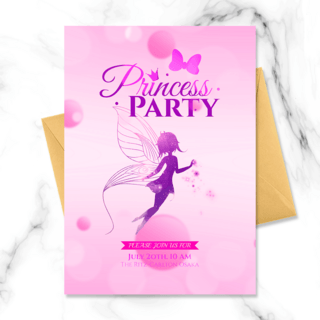 简约时尚现代海报模板_简约时尚现代风粉紫色梦幻公主生日派对邀请函