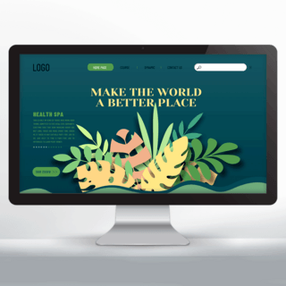 网站按钮海报模板_时尚健康自然养生会所网站页面设计
