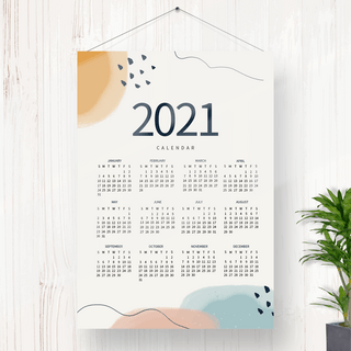 年份海报模板_彩色简约2021年挂历设计