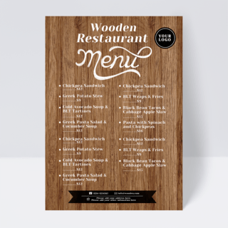 木纹边框海报模板_复古系餐厅木制菜单