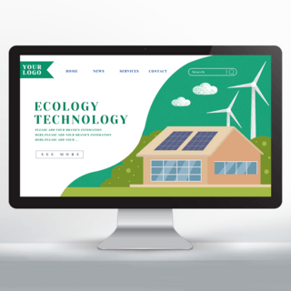 绿色环保风车海报模板_绿色风能环保网页设计