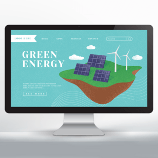 环保风车发电海报模板_太阳能风能网页宣传