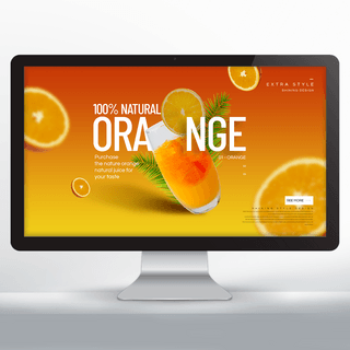 果汁立体海报模板_个性色彩渐变创意橙汁宣传网页横幅