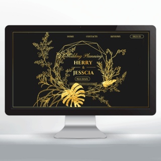 结婚策划网页海报模板_金色奢华婚礼策划网页设计