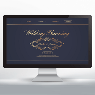 结婚策划网页海报模板_金色质感婚庆策划网页设计