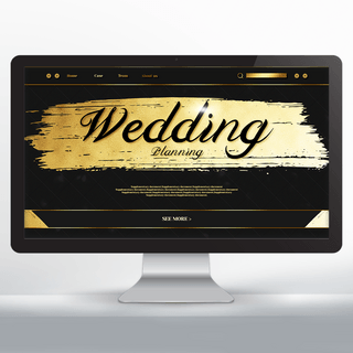 黑笔海报模板_高级质感奢华黑金笔刷婚礼策划网页设计
