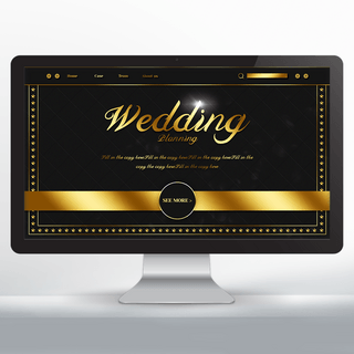 质感奢华海报模板_黑金质感婚礼策划网页设计