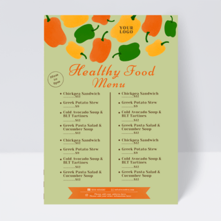 中餐厅菜单海报模板_绿色健康餐厅菜单