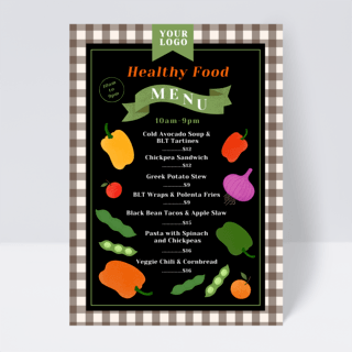 宣传素食海报模板_黑板手绘素食餐厅菜单