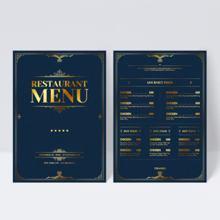 西餐厅传单海报模板_奢华低调黑金法餐西餐厅菜单传单