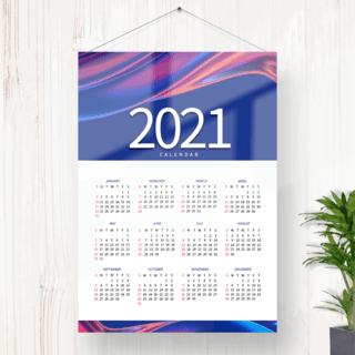 彩色流体海报模板_2021缤纷彩色流体年历设计
