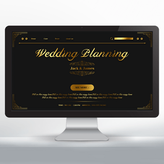 婚礼策划网页海报模板_优雅浪漫黑金婚礼策划网页设计