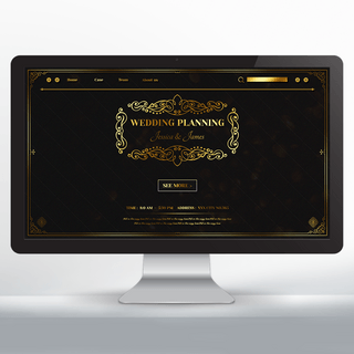 婚礼策划海报模板_浪漫优雅复古黑金色婚礼策划网页设计