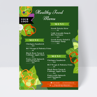 绿色蔬菜健康餐厅菜单