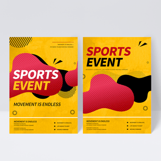 体育几何海报模板_黄色体育运动几何动感宣传单页