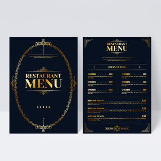 西餐厅传单海报模板_优雅豪华黑金西餐厅西点食物菜单传单