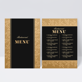 黑色金色系餐厅简约菜单设计