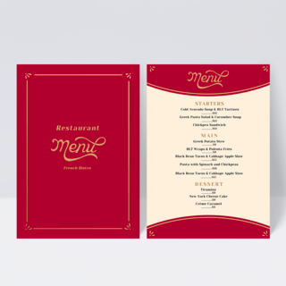 高级餐厅菜单海报模板_红色简约系餐厅菜单设计