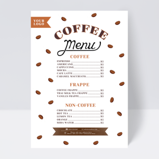 咖啡厅菜单海报模板_白色咖啡厅菜单设计