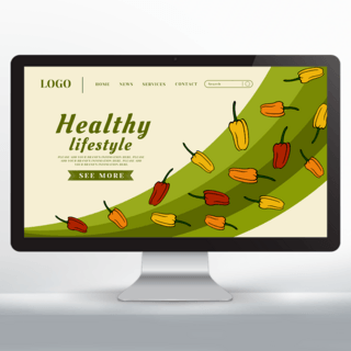 手绘西红柿海报模板_绿色健康养生会馆落地页设计