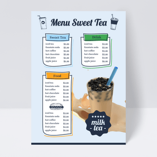 饮品菜单海报模板_清新奶茶菜单