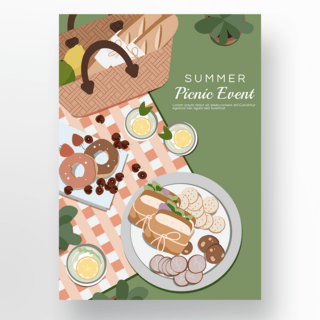 三明治海报海报模板_清新野餐节绿色食物派对海报