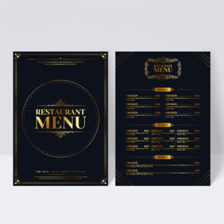 欧式菜单海报模板_欧式奢华法餐西餐厅菜单传单
