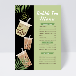 奶珍珠奶茶海报模板_奶茶店菜单设计