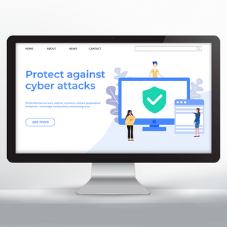 防护盾海报模板_扁平简约蓝色网络安全宣传网页设计