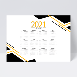 简约2021年历海报模板_简约线条商务风格2021年历设计
