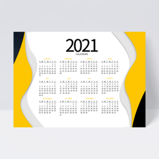 年历海报模板_黄黑色商务风格2021年历设计