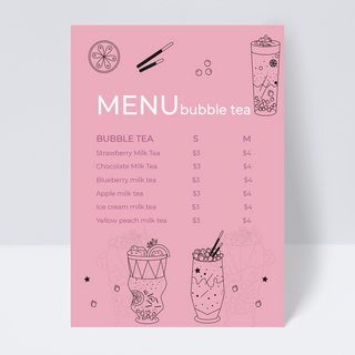 扁平菜单设计海报模板_奶茶店菜单设计