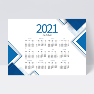 简约2021年历海报模板_蓝色简约商务风格2021年历设计