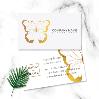 简约现代时尚高端美丽金色蝴蝶翅膀印花底纹商务名片