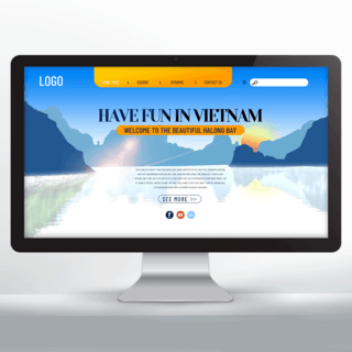 图标唯美海报模板_现代唯美越南下龙湾旅游宣传网页设计