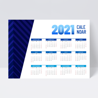 线条风格商务海报模板_蓝色商务风格2021年历设计