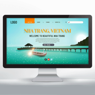 时尚插画风格越南芽庄旅游宣传网页设计
