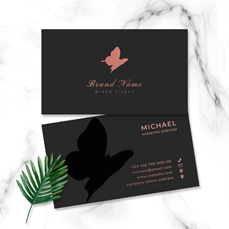 蝴蝶翅膀商务名片企业vip免费下载广告设计简约奢华高端美丽优雅金色