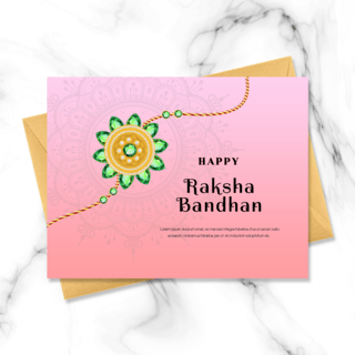 传统节日贺卡海报模板_粉色raksha pandan节日贺卡raksha bandhan